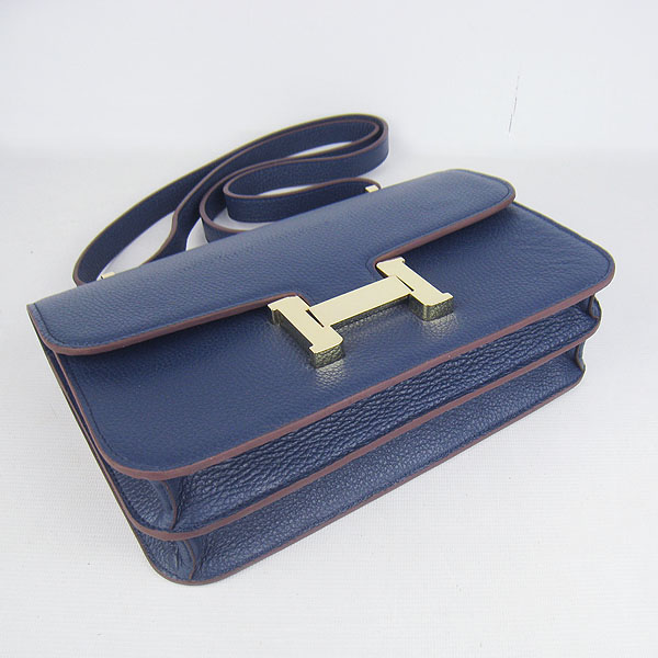 7A Hermes Constance Togo Leather Single Bag Dark Blue Gold Hardware H020